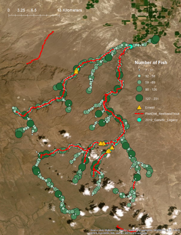 Example demographic only model near Jack's Creek system using CDMetaPop