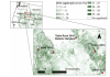 Figure 1 from AoB PLANTS manuscript depicting Locations of fires (outlines) and trapping sites (dots) for dispersal study